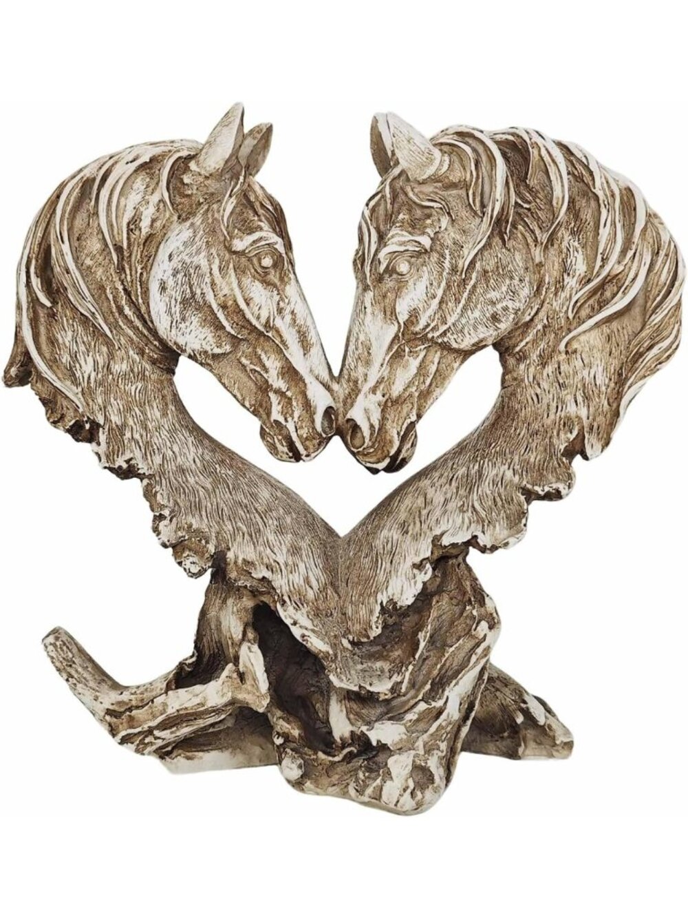 Heart-Shaped Horse Statue - 11" Light Brown Home Decor for Office & Coffee Table
